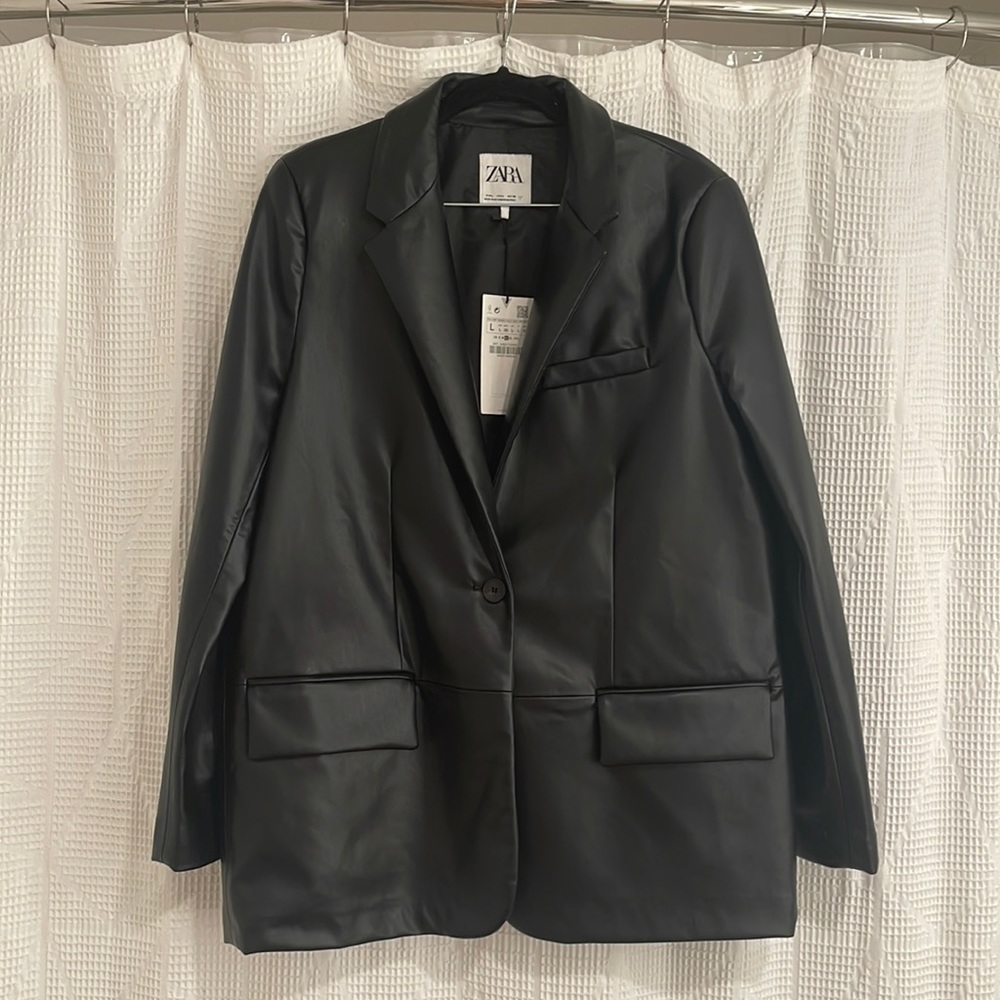 Zara Faux Leather Blazer